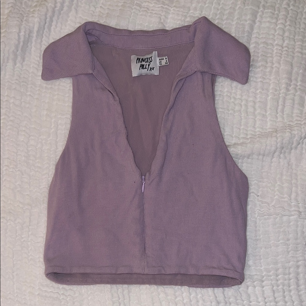 Purple collared crop top